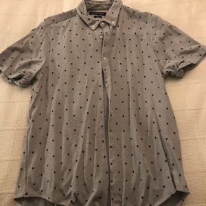 Zara Man Gray collared button up Tee, XL Slim Fit